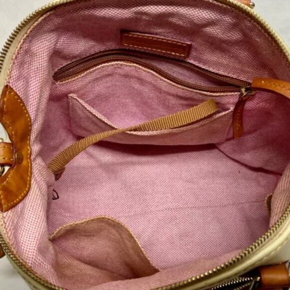 Dooney & Bourke Dillen Double Pocket Convertible Satchel Cream Pebbled Leather - Picture 8 of 16